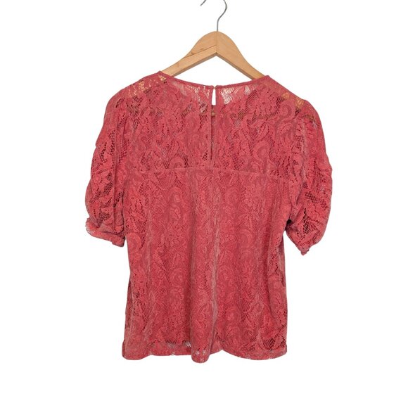 Anthropologie Women's Lace Top size small shirt Pink blouse casual feminine - Picture 4 of 8